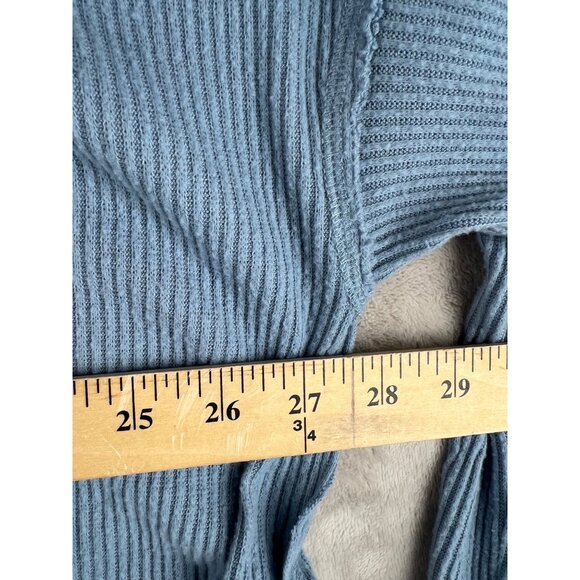 Free People Juicy Ribbed Dusty Blue Cowl Neck Sweater Loose Fit Small - Picture 10 of 14